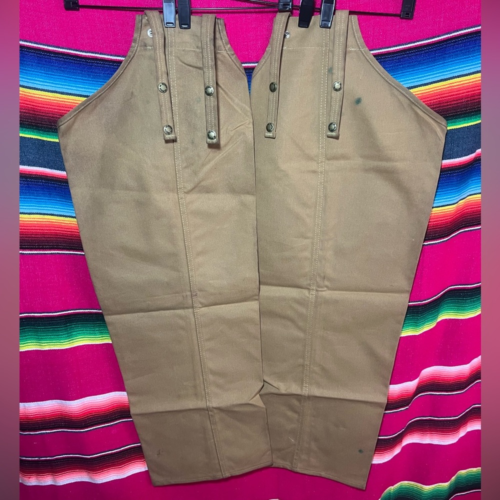 Vintage CC Filson Style 22 Hunting Chaps Tin Cloth Waxed Cotton Sz Regular USA
